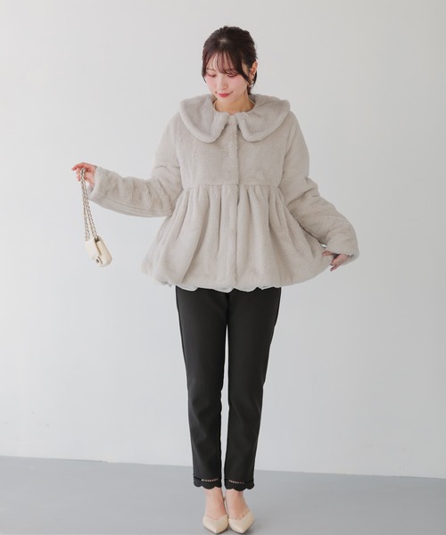 Fit more（フィットモア） コート アウター ファーペプラムアウター