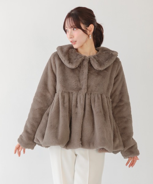 Fit more（フィットモア） コート アウター ファーペプラムアウター