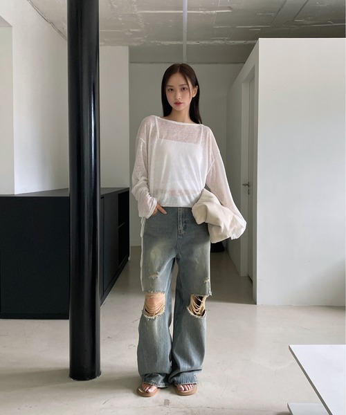 「by muni:r」 デニムパンツ SMALL ブルー レディース_画像2