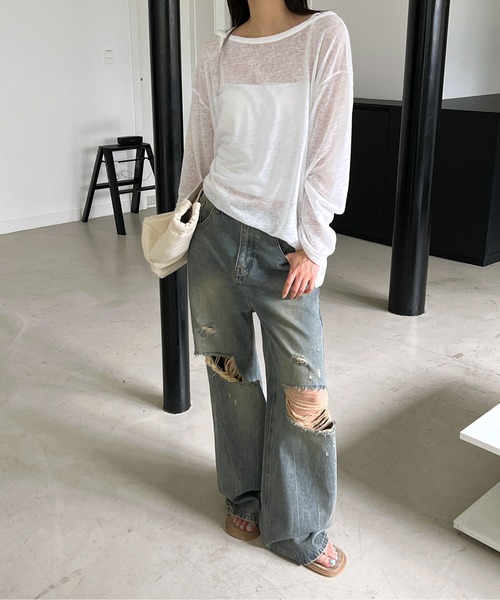 「by muni:r」 デニムパンツ SMALL ブルー レディース_画像3