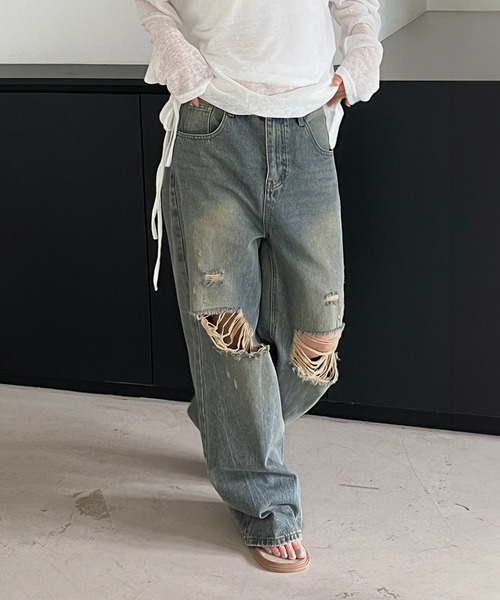 「by muni:r」 デニムパンツ SMALL ブルー レディース_画像6