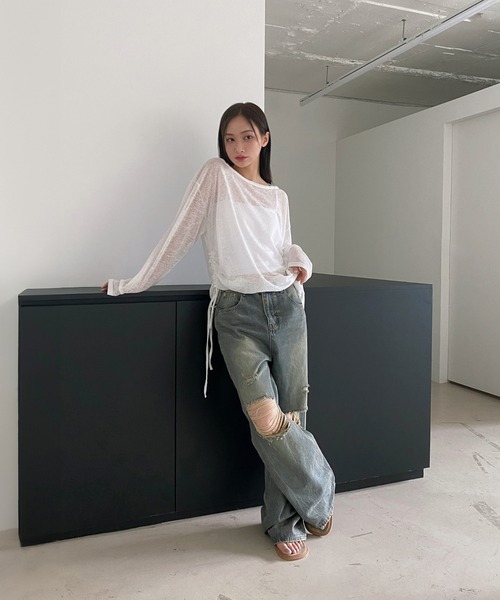 「by muni:r」 デニムパンツ SMALL ブルー レディース_画像7