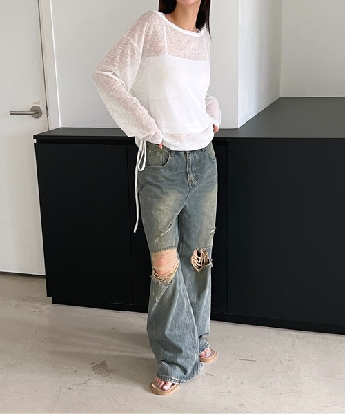 「by muni:r」 デニムパンツ SMALL ブルー レディース_画像8
