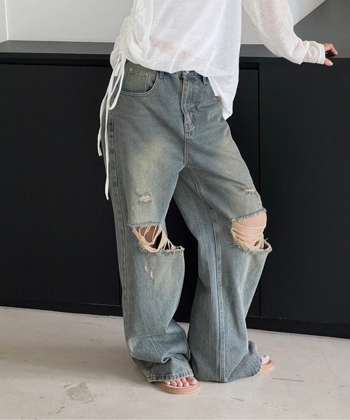 「by muni:r」 デニムパンツ SMALL ブルー レディース_画像9