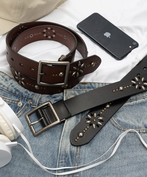 SVEC（シュベック） ベルト フラワースタッズ ギャリソンベルト メンズ