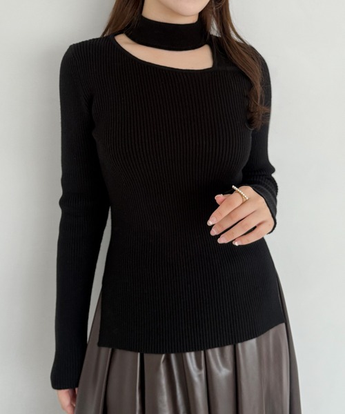 「mipiarl」 長袖ニット LARGE ブラック レディース_画像5