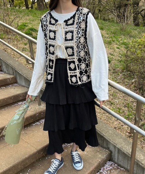 「nemne store」 フリルスカート MEDIUM アイボリー レディース_画像4