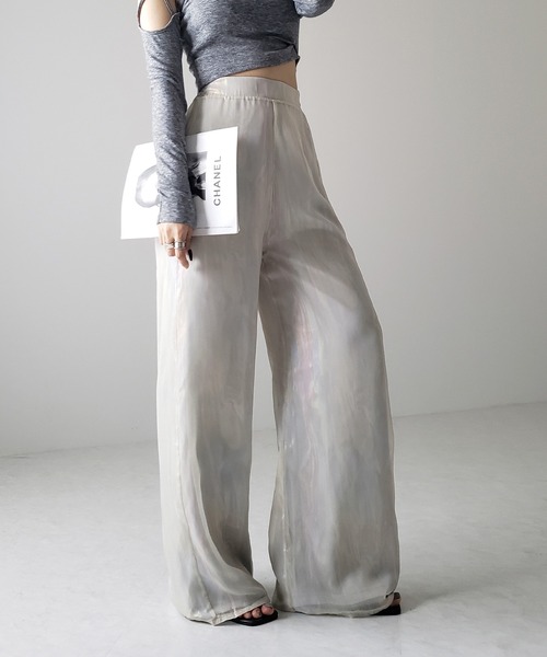 「me+em select」 イージーパンツ SMALL ネイビー レディース_画像4