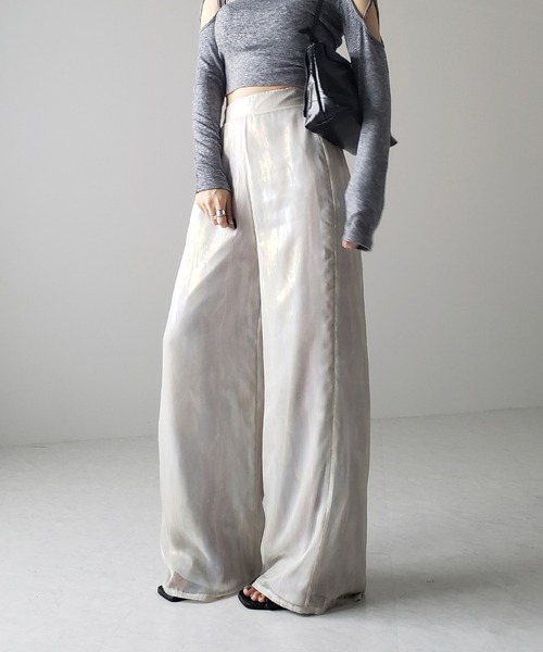 「me+em select」 イージーパンツ SMALL ネイビー レディース_画像5