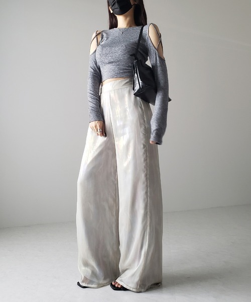 「me+em select」 イージーパンツ SMALL ネイビー レディース_画像7