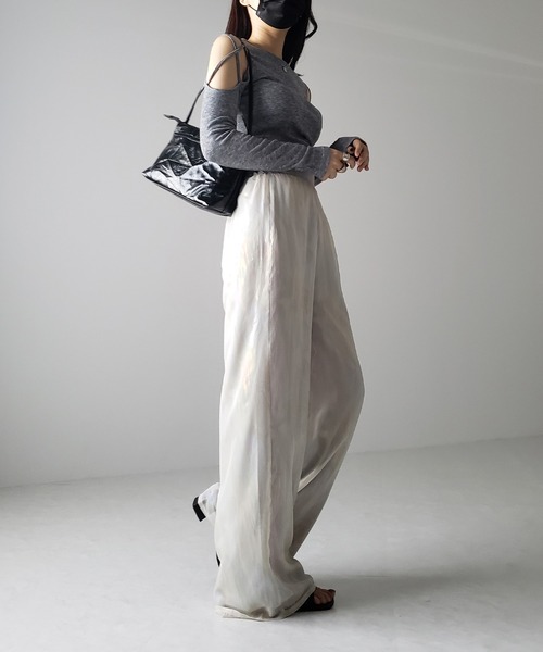 「me+em select」 イージーパンツ SMALL ネイビー レディース_画像8