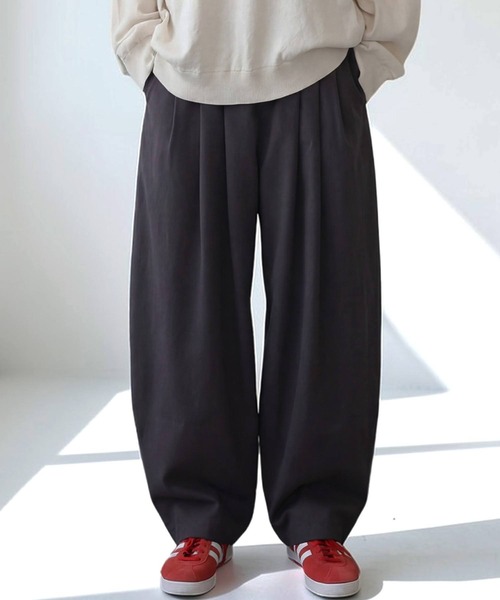 パンツ リネン混 無地 ロング ワイド パンツ レディース メンズ | antiqua | 18