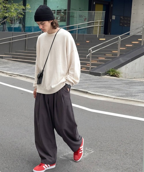 パンツ リネン混 無地 ロング ワイド パンツ レディース メンズ | antiqua | 19