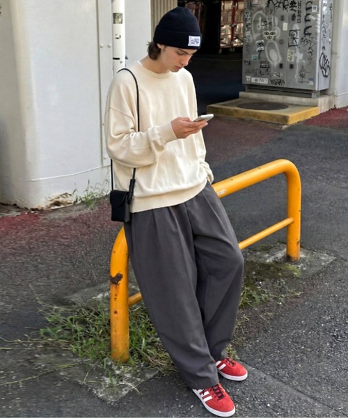 パンツ リネン混 無地 ロング ワイド パンツ レディース メンズ | antiqua | 20