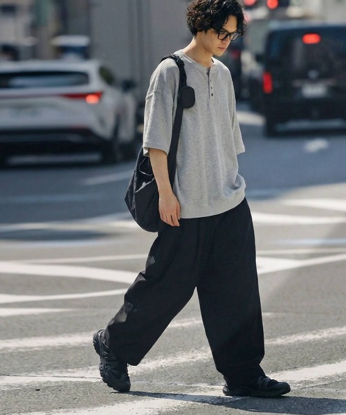 パンツ リネン混 無地 ロング ワイド パンツ レディース メンズ | antiqua | 13