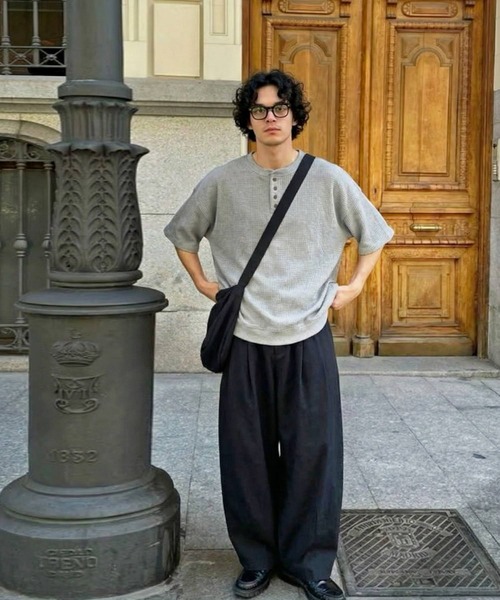 パンツ リネン混 無地 ロング ワイド パンツ レディース メンズ | antiqua | 15