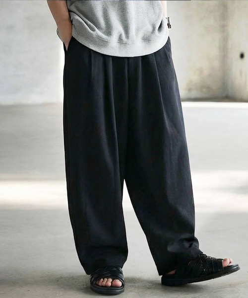 パンツ リネン混 無地 ロング ワイド パンツ レディース メンズ | antiqua | 12