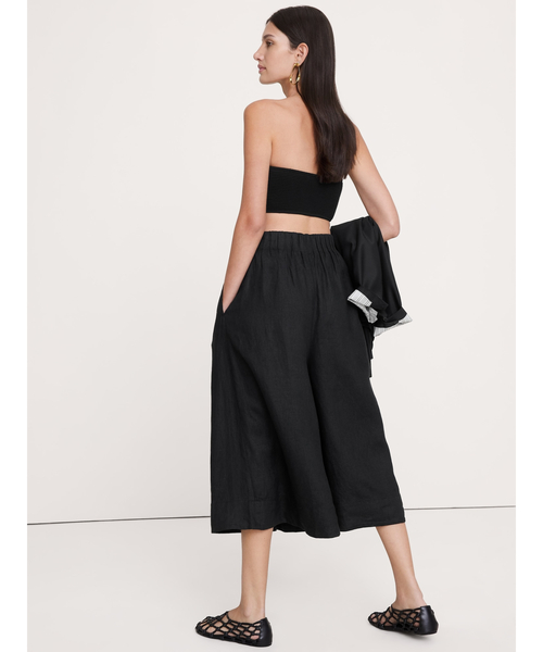 ワイドパンツ パンツ リネン キュロット レディースの画像