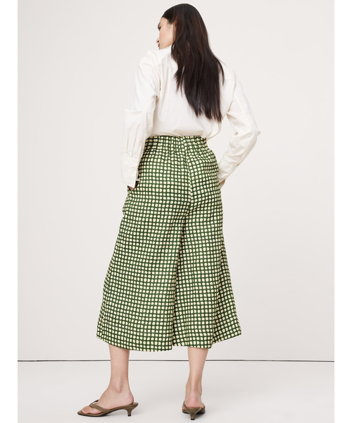 ワイドパンツ パンツ リネン キュロット レディースの画像