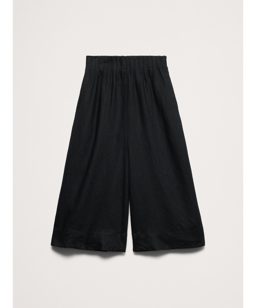 ワイドパンツ パンツ リネン キュロット レディースの画像