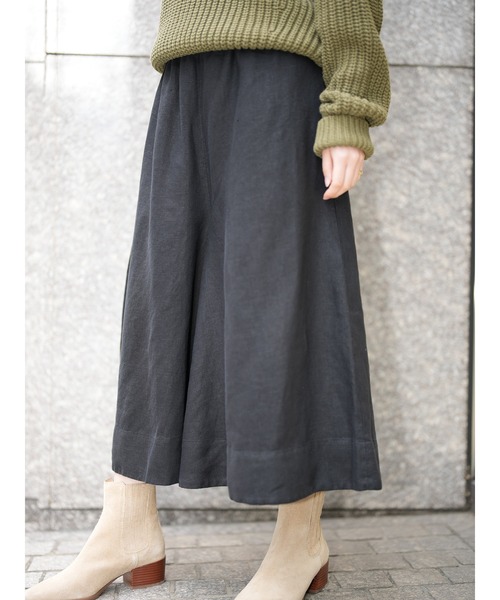 ワイドパンツ パンツ リネン キュロット レディースの画像