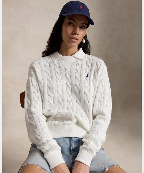 happylife　良品　ポロラルフローレン　レディース　ニットコットン POLO RALPH LAUREN（ポロ・ラルフローレン） ニット セーター ケーブル