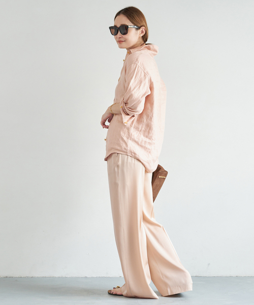 スラックス パンツ *SILK SATIN イージーパンツ レディースの画像