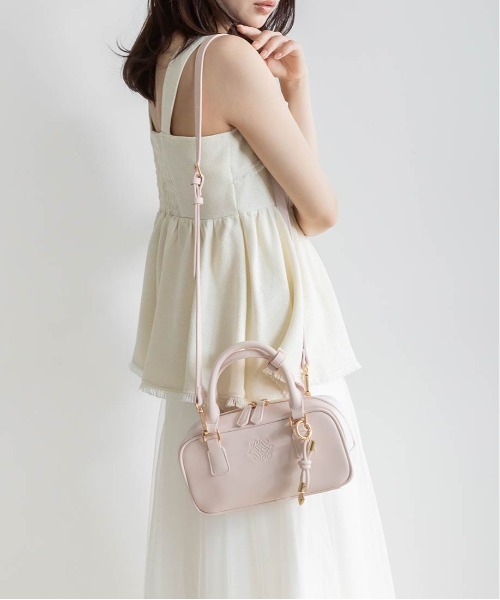 美品 モノグラム ボストンバッグ ハンドバッグ RANDA（ランダ） ハンドバッグ 2WAY モノグラムエンボスミニボストン