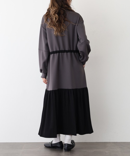 「Anna Nicola」 長袖ワンピース 38 チャコールグレー レディース_画像5
