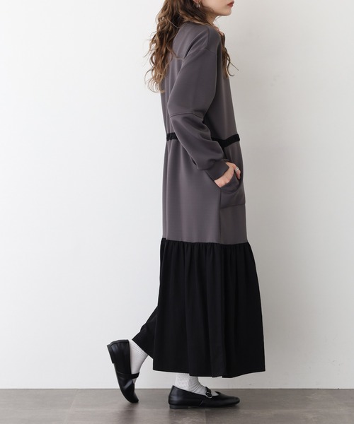 「Anna Nicola」 長袖ワンピース 38 チャコールグレー レディース_画像6