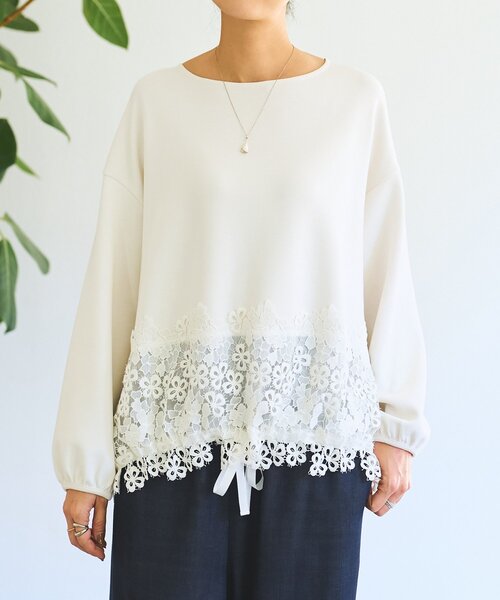 BEARDSLEY ビアズリー ★ 長袖カットソー コットンTシャツ ホワイト BEARDSLEY（ビアズリー） 長袖カットソー FREE ホワイト レディース