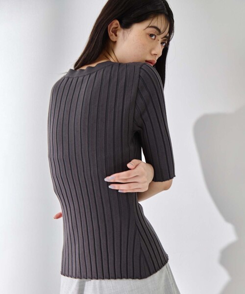 カーディガン 「STUDIOUS/ステュディオス」Silk Viscose Wide Rib Cardigan/シルクビスコースリブカーディガンの画像