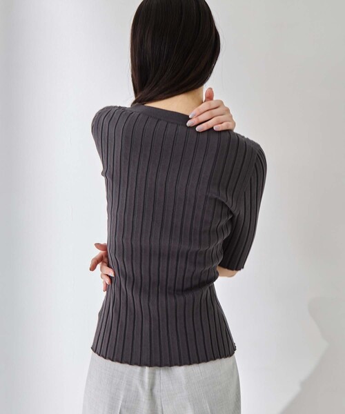 カーディガン 「STUDIOUS/ステュディオス」Silk Viscose Wide Rib Cardigan/シルクビスコースリブカーディガンの画像