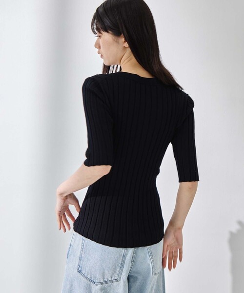 カーディガン 「STUDIOUS/ステュディオス」Silk Viscose Wide Rib Cardigan/シルクビスコースリブカーディガンの画像