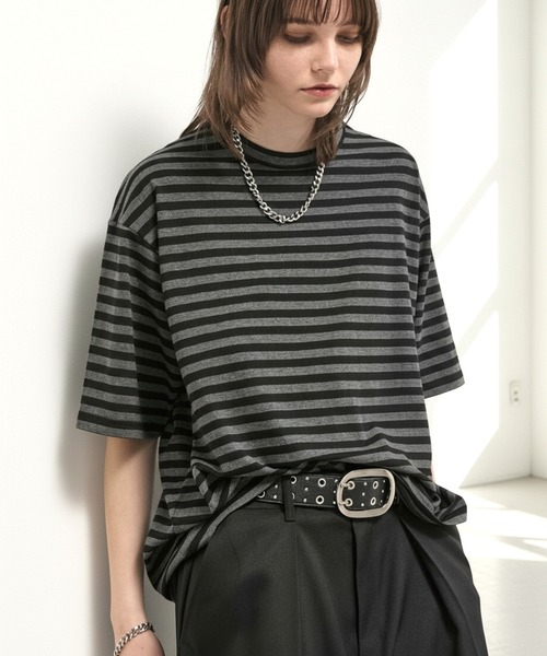 BORDERS at BALCONY ボーダーズ ラッフルスリーブTシャツ tシャツ 「Alfred Alex」Slub Border Basic Tee / スラブボーダー