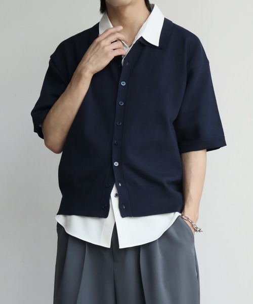 シャツ 「welise/ウェライズ」サマーニットスムース メニーボタン ハーフスリーブ コンパクト ニットシャツ メンズ レディース | welise | 05