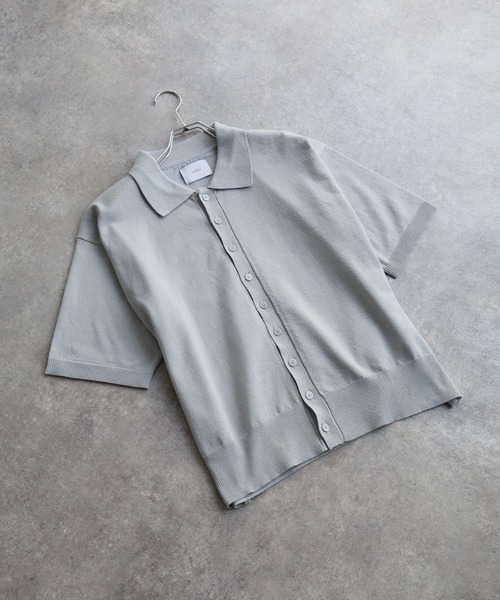 シャツ 「welise/ウェライズ」サマーニットスムース メニーボタン ハーフスリーブ コンパクト ニットシャツ メンズ レディース | welise | 12
