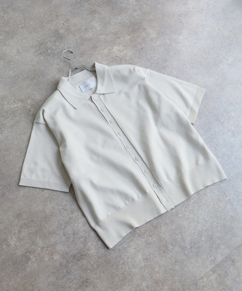 MARINE 半袖 ニットシャツ ホワイト welise（ウェライズ） シャツ 「welise/ウェライズ」サマーニット