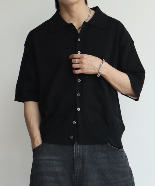 シャツ 「welise/ウェライズ」サマーニットスムース メニーボタン ハーフスリーブ コンパクト ニットシャツ メンズ レディース | welise | 22