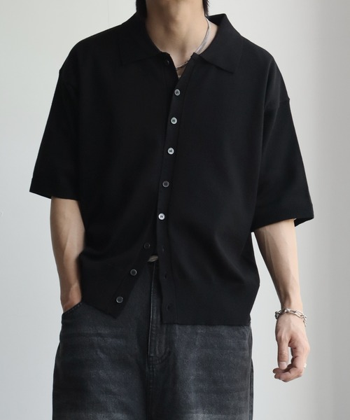 シャツ 「welise/ウェライズ」サマーニットスムース メニーボタン ハーフスリーブ コンパクト ニットシャツ メンズ レディース | welise | 21