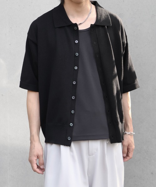 シャツ 「welise/ウェライズ」サマーニットスムース メニーボタン ハーフスリーブ コンパクト ニットシャツ メンズ レディース | welise | 16