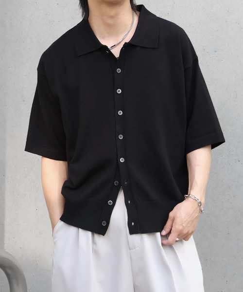 シャツ 「welise/ウェライズ」サマーニットスムース メニーボタン ハーフスリーブ コンパクト ニットシャツ メンズ レディース | welise | 18