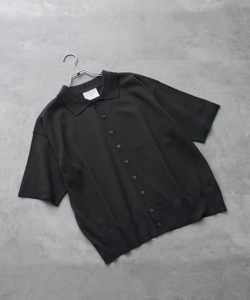 シャツ 「welise/ウェライズ」サマーニットスムース メニーボタン ハーフスリーブ コンパクト ニットシャツ メンズ レディース | welise | 14