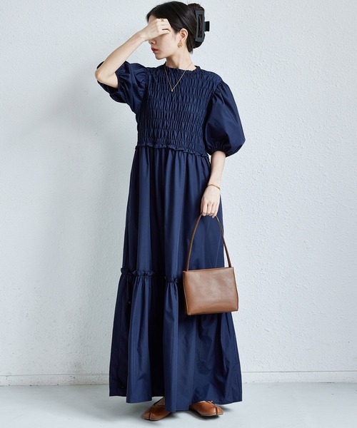 「MAISON DE THERESE」 半袖ワンピース FREE ネイビー レディース_画像2