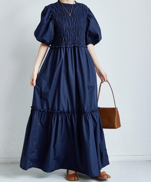 「MAISON DE THERESE」 半袖ワンピース FREE ネイビー レディース_画像3