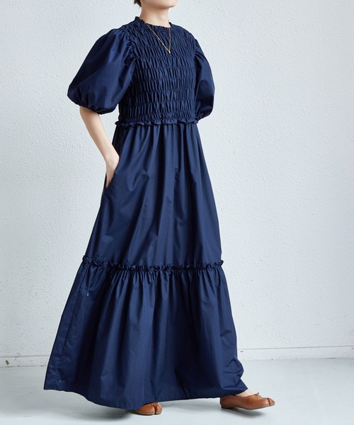 「MAISON DE THERESE」 半袖ワンピース FREE ネイビー レディース_画像4