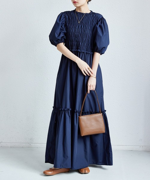「MAISON DE THERESE」 半袖ワンピース FREE ネイビー レディース_画像5