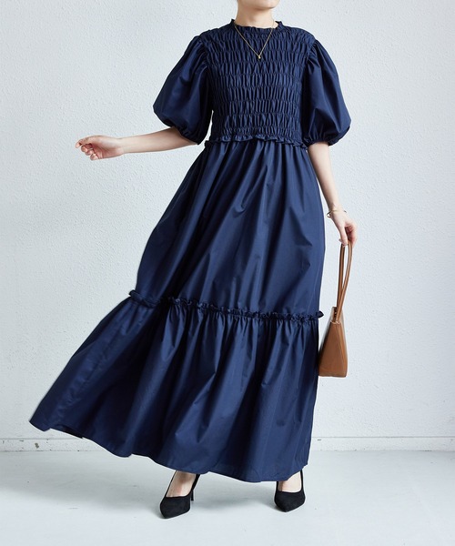 「MAISON DE THERESE」 半袖ワンピース FREE ネイビー レディース_画像6