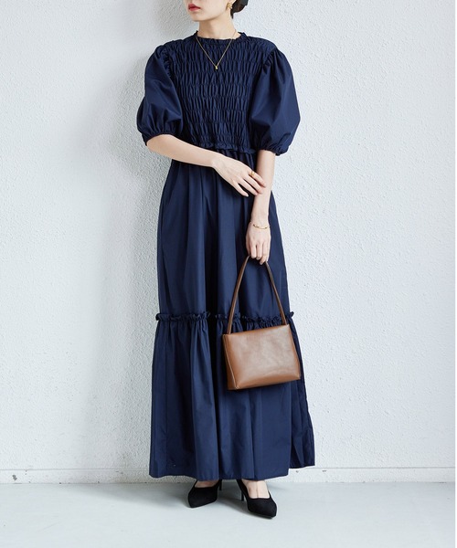 「MAISON DE THERESE」 半袖ワンピース FREE ネイビー レディース_画像7