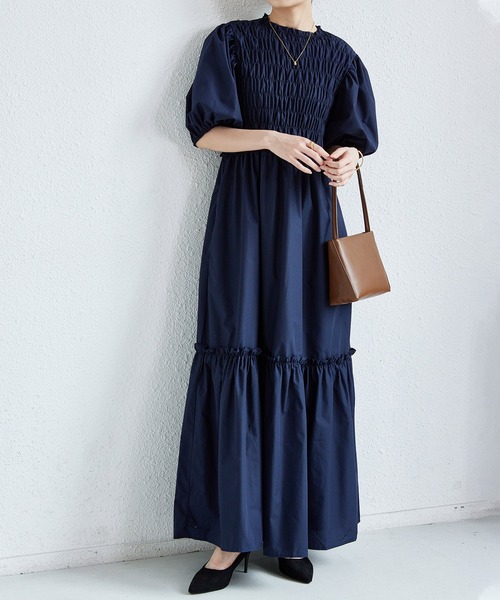 「MAISON DE THERESE」 半袖ワンピース FREE ネイビー レディース_画像8